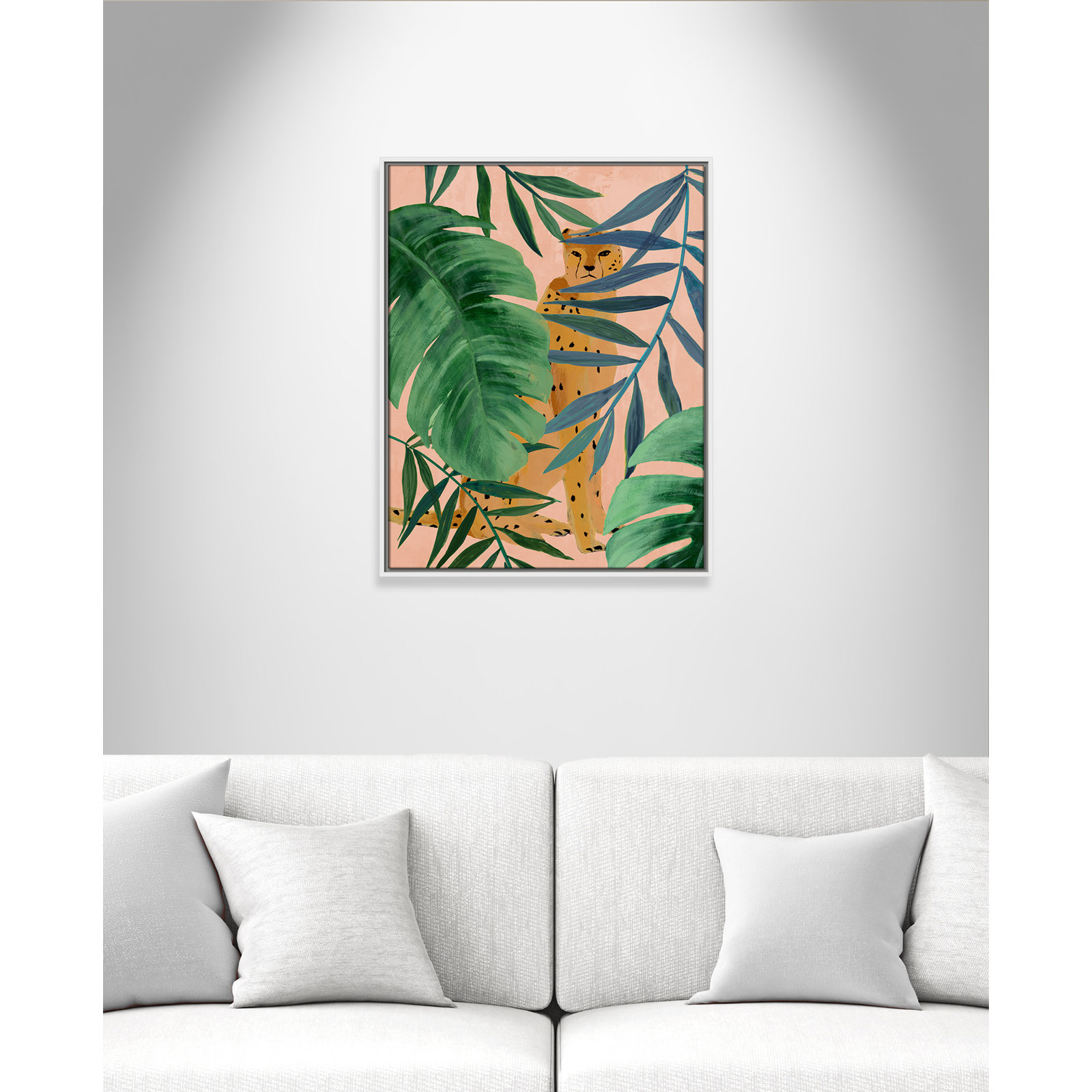 Silent Jungle - Painting Print, White Framed Canvas, 29.5" H x 23.5" W x 2" D
