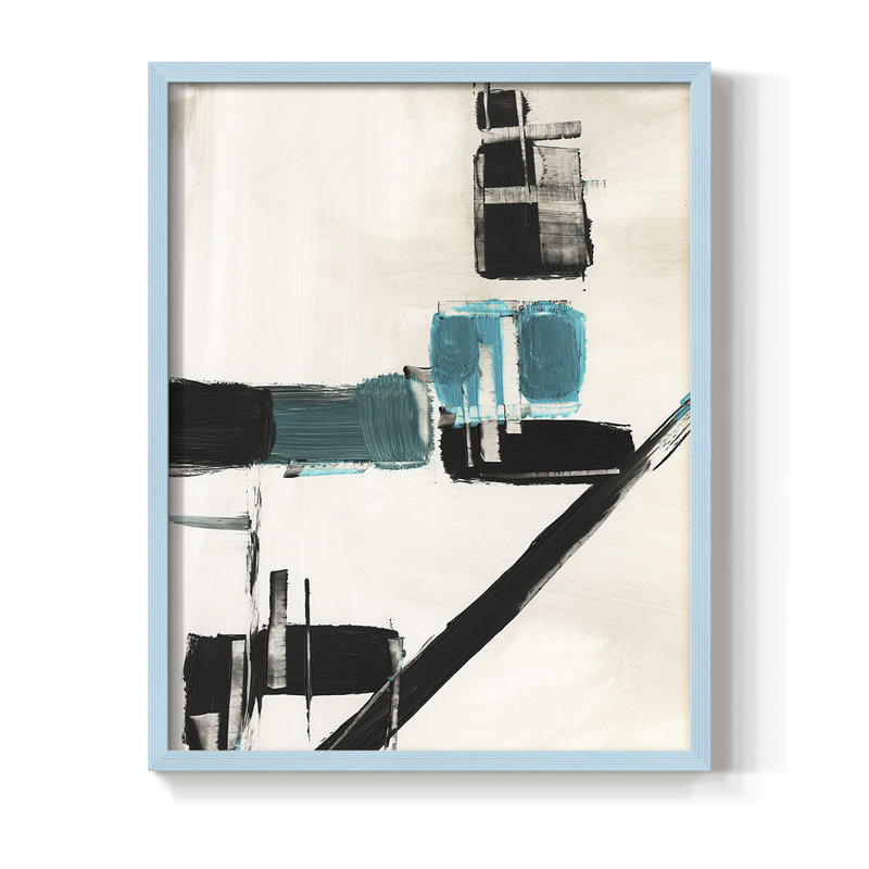 «Geometric Notes I», reproduction encadrée - bois massif, Cadre simple bleu, H 10 po x l 8 po