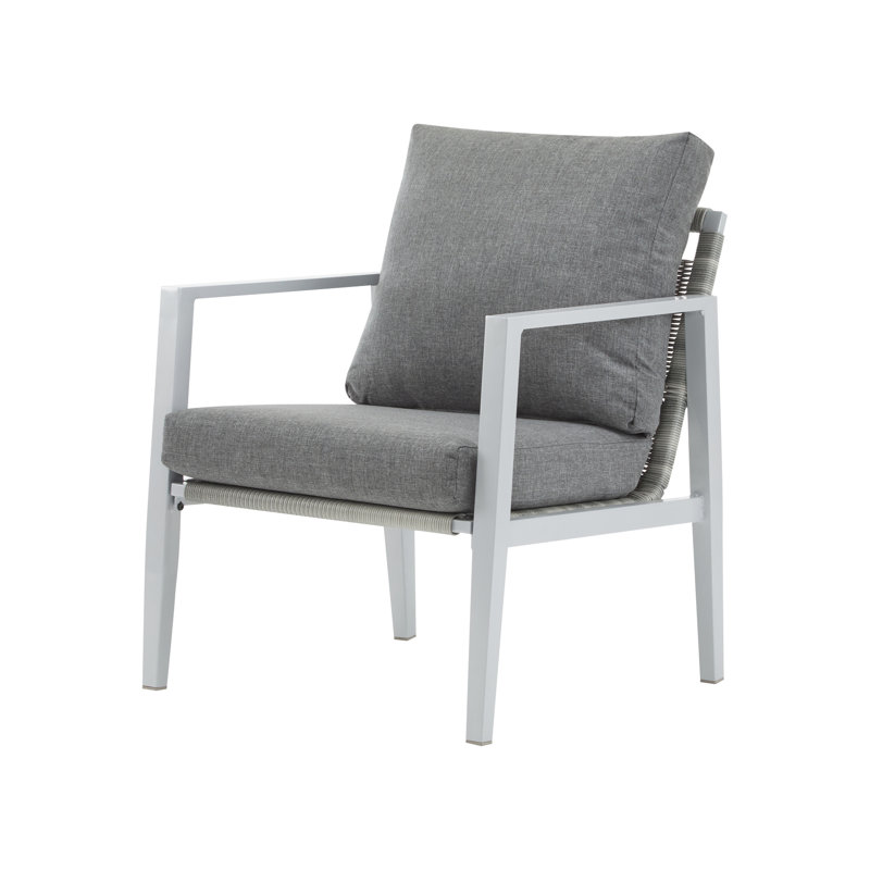 Méridienne en aluminium argenté avec coussins confortables pour l'extérieur et l'intérieur, Gris/argent