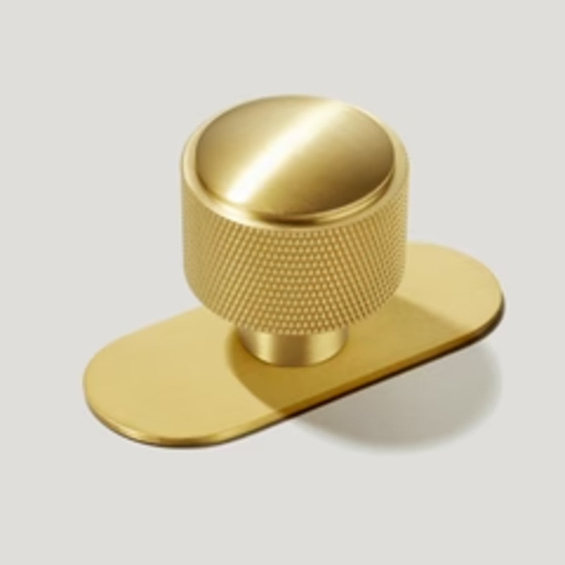 HUMBOLDT Knurled Button Knob (With Backplate), Antique Brass