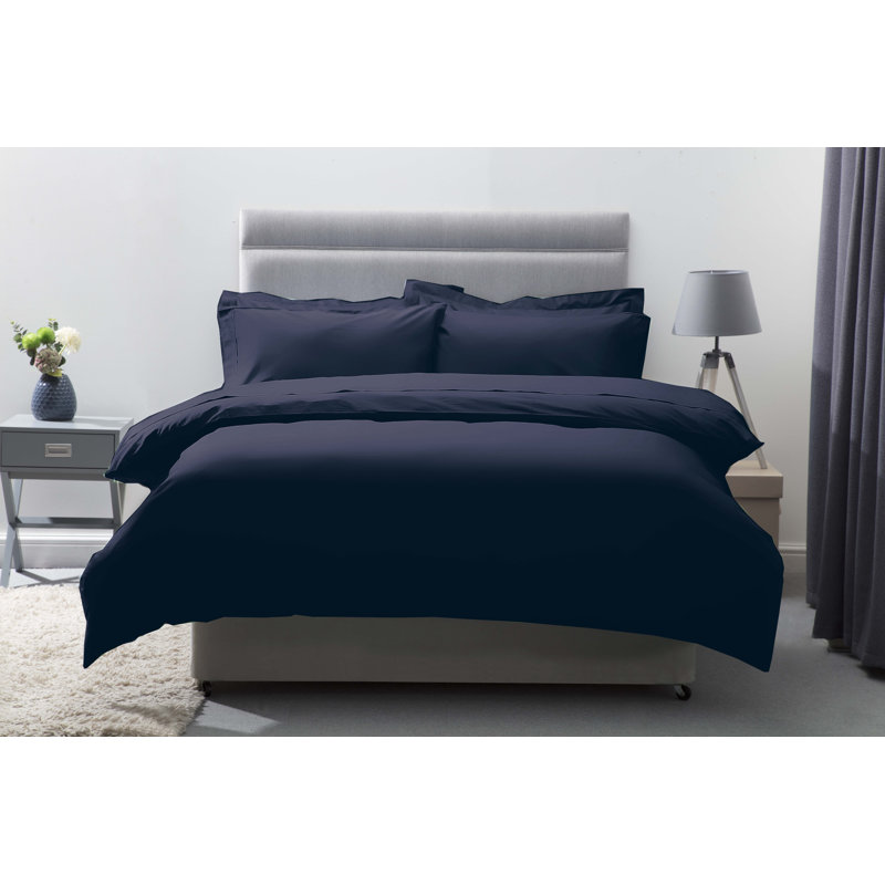 Plain Dye 200 TC Egyptian-Quality Cotton Cotton Solid Colour Duvet Cover, Super King Duvet Cover , Navy