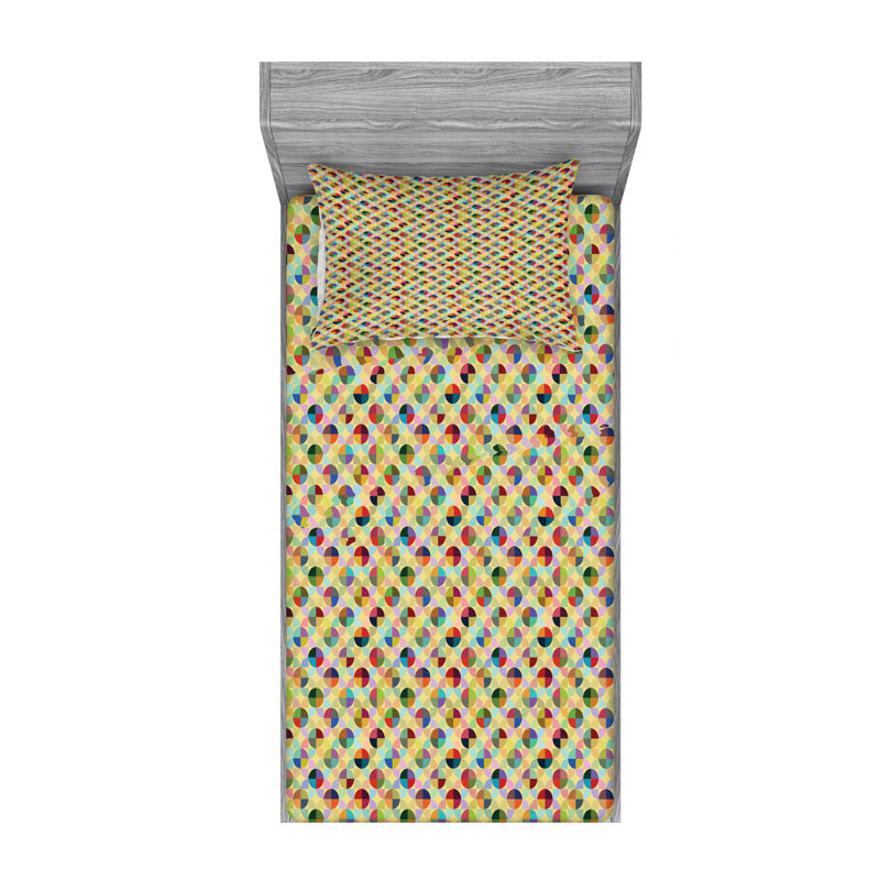 Microfiber Geometric Sheet Set, Twin Sheet Set with Fitted Sheet and 1 Pillowcase
