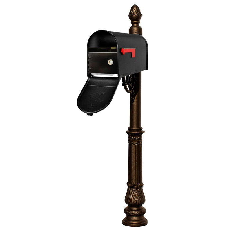 Boîte aux lettres montée sur poteau Lewiston, Bronze, 80.75" H x 6.5" W x 24" D