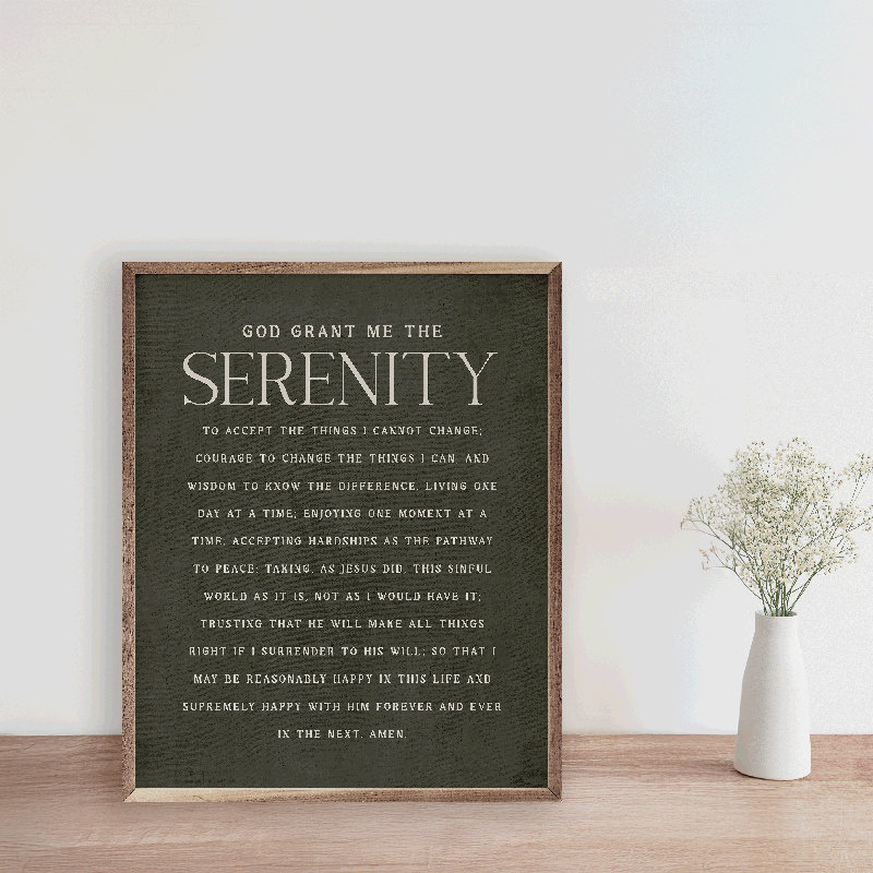 God Grant Me Serenity, H 10 po x l 8 po, Vert