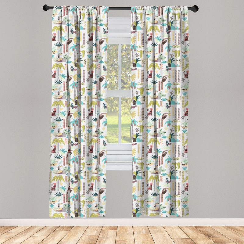 Jungle Semi-Sheer Rod Pocket Curtain Panels, 28" x 95"