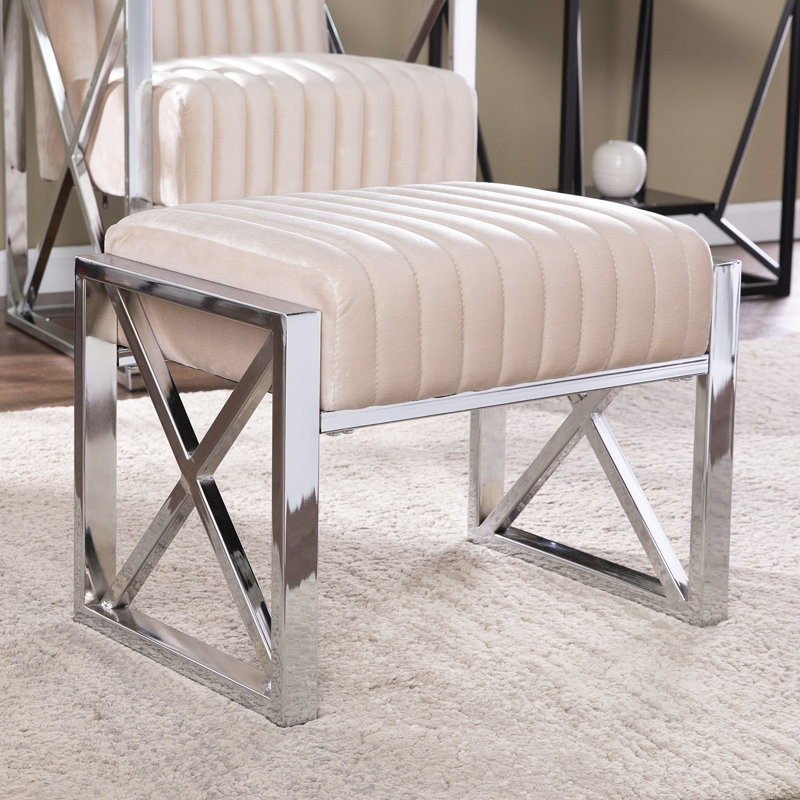 Repose-pieds Ellison Velveteen, champagne et chrome