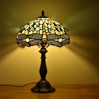 14.5"" Table Lamp Tiffany Style Stained Glass Lamp, Grape Handmade Shade, Desk Reading Light Perfect For Tall Living Room Bedroom Nightstand -  Bloomsbury Market, 55B71C78B287498D907289FADE2F0782