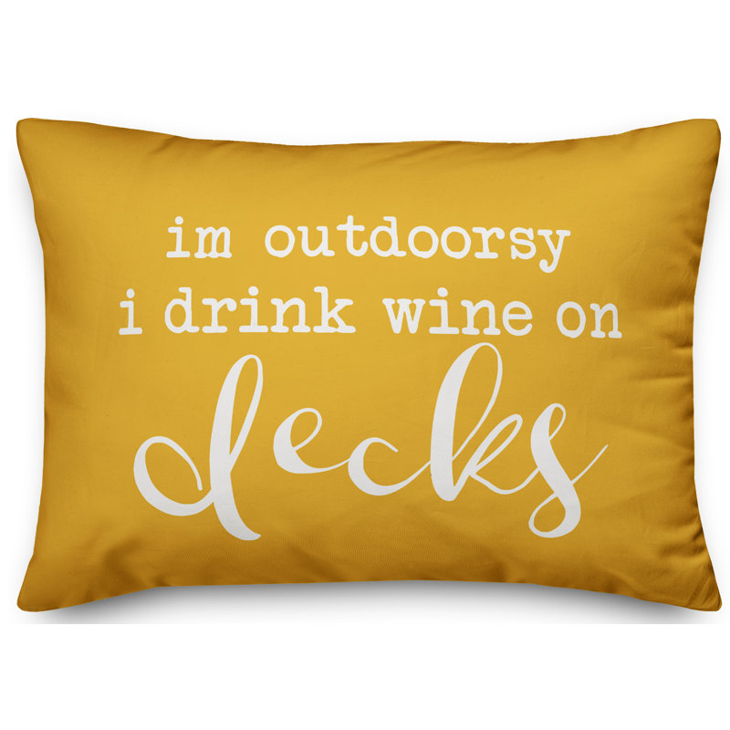 Housse et insert pour coussin d'extérieur Drink Wine on Decks, Jaune