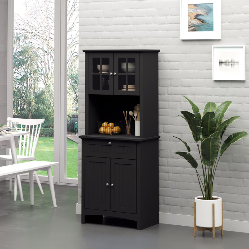 Buffet, armoire de cuisine, armoire noire, Noir