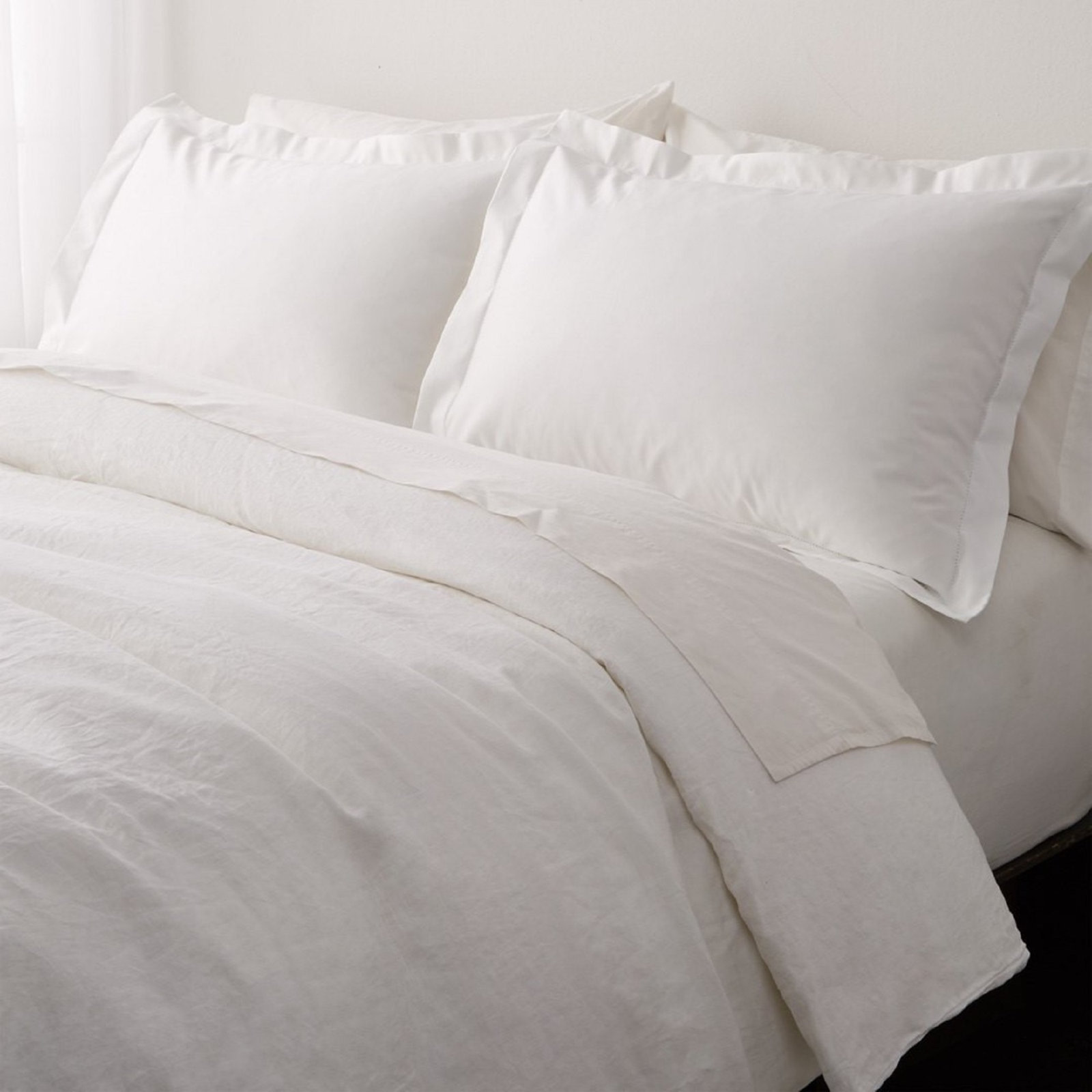 Driscoll Linen Duvet Cover Set, White, Twin Duvet Cover