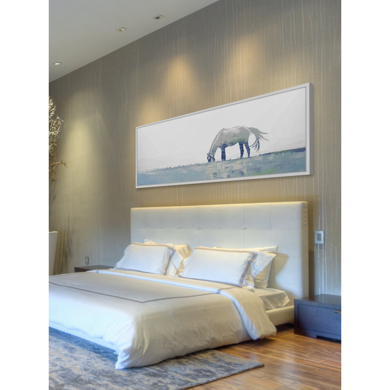 « lointain cheval pâturage »-cadre photo imprimé sur papier, H 10 po x l 30 po x P 1,5 po