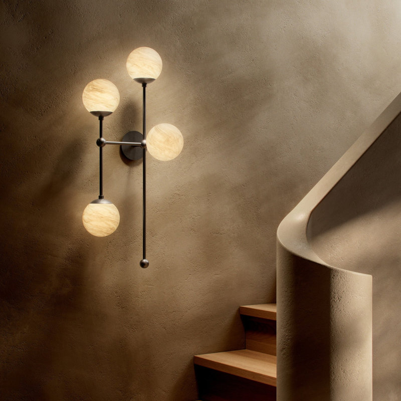 Armstrong 4 - Light Armed Sconce, Black Gunmetal, Marbled Matte