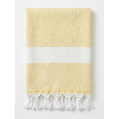 Serviette de plage jaune en coton à rayures jaunes Charleston