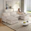 Canapé en tissu velours 3 places en velours côtelé confortable avec repose-pieds mobile pour le salon, ensemble de canapé en U surdimensionné à assise profonde, canapé rembourré à assise profonde de grande taille avec 3 coussins