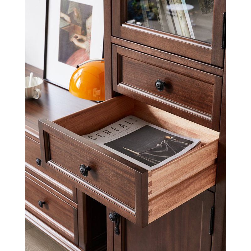 American Country Style Walnut Display Cabinet
