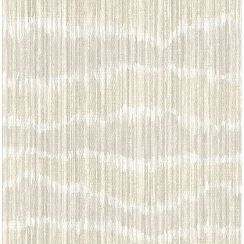 Papier peint rayé ikat neutre ondulé, Natural