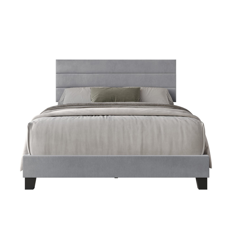 Mailiah Twin Upholstered Panel Bed, Queen, Silver Gray