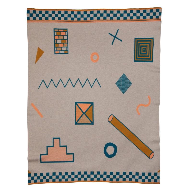 Shapes Throw Blanket, Sondary, Merino Wool
