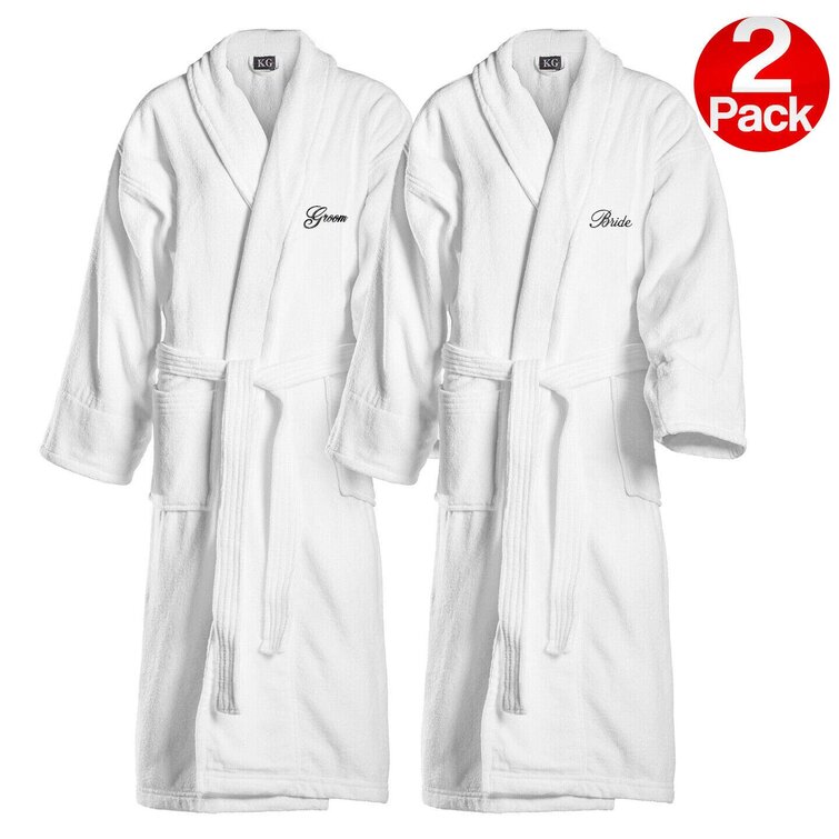 Kaufman Sales 100% Cotton Velour Mid-Calf Bathrobe with Pockets