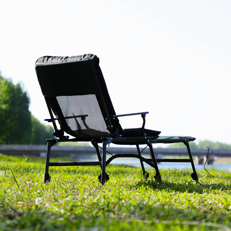Chaise de camping inclinable pliable avec coussin réglable et éponge pour des sorties détendues