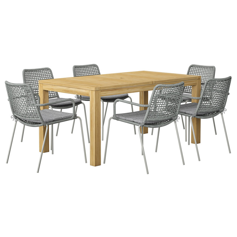Como 6 - Person Teak Patio Dining Set with Rectangular Table