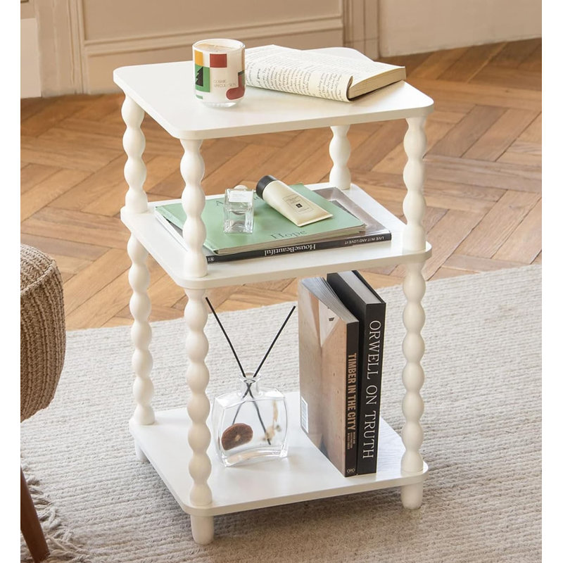 Small 3-Tier Open Shelf Side Table - White (Bedside/Living Room/Bedroom/Office Small Spaces), White
