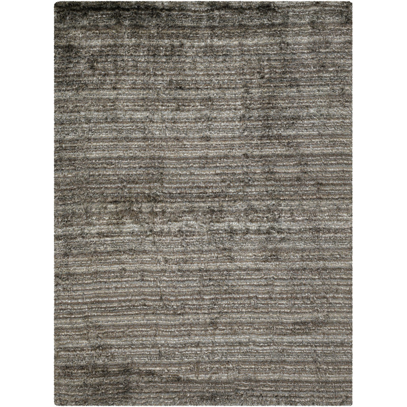 Savona Hand Loomed Modern Area Rug in Taupe/Black, Rectangle 5' x 7'6"