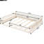 Lit plateforme double en bois massif avec garde-corps et coussin chaud beige - Structure rembourrée-118035642