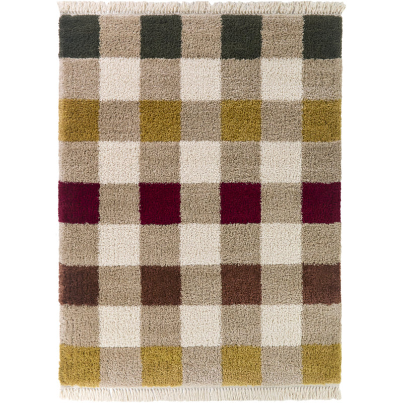 Donovyn Red/Yellow Modern Plaid Area Rug, Rectangle 7'10" x 10'