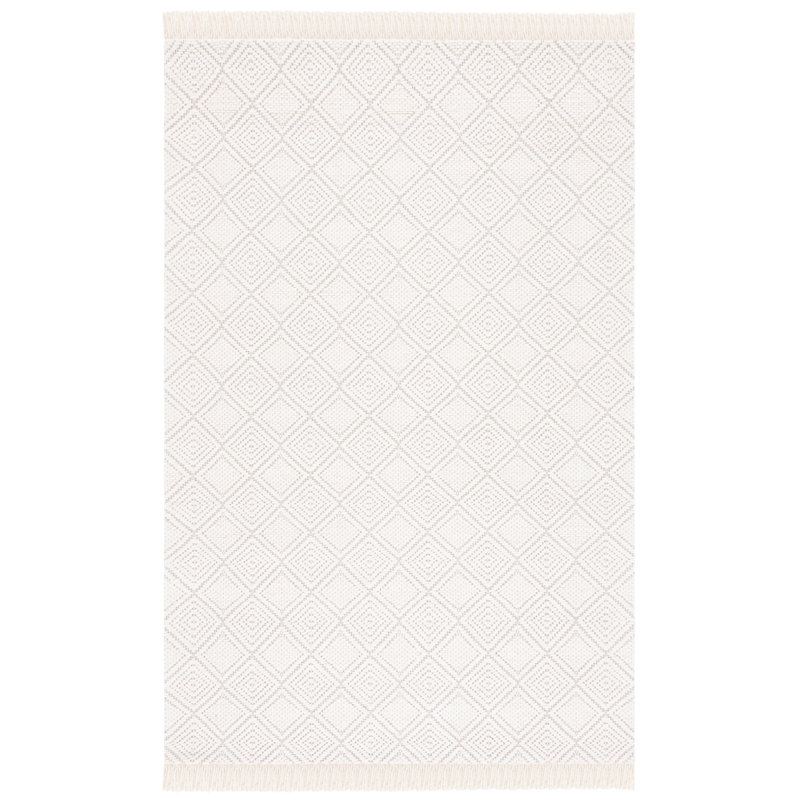 Abianna Hand Woven Wool And Cotton Geometric Rug, Rectangle 6' x 9'