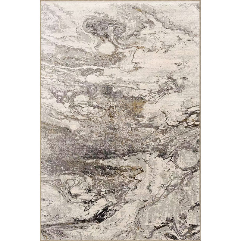 Tapis décoratif lavable Marble, Sous-tapis carré 3 pi 3 po inclus
