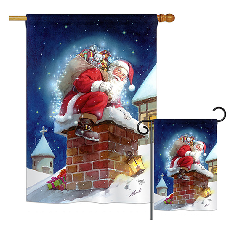 40 x 28 po de noël, impressions de noël pour le père noël à 2 côtés de la cheminée ensemble de drapeau