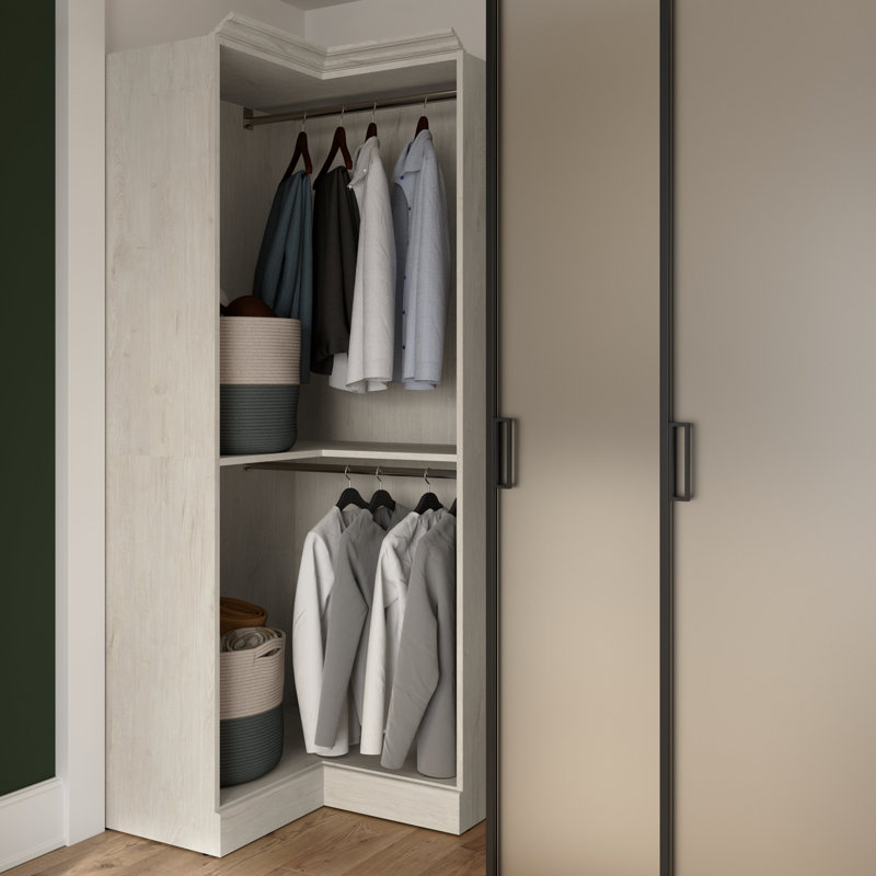 Alvaretta 36" Corner Closet System, Linen White Oak