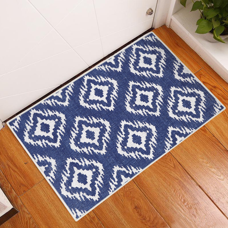 Tetra One Non-Slip Geometric Indoor Doormat, Navy