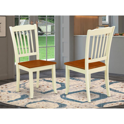 Chaises de salle à manger Danbury - Ensemble de 2 chaises à dossier en lattes, babeurre et cerise