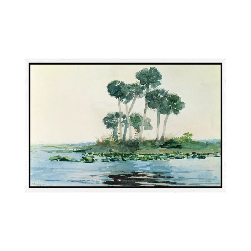 St. John's River, Florida, 1890 by Winslow Homer - Painting on Canvas, 45.72cm H x 66.04cm W x 3.81cm D, White Framed