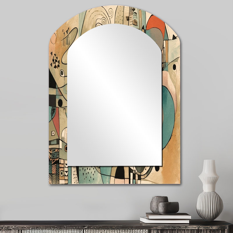 «Golden Mid Century Boho», miroir mural asymétrique minimaliste, 34 po x 25 po