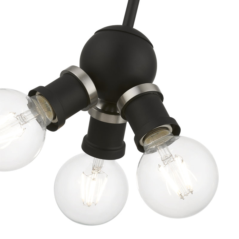 Luminaire suspendu en forme de globe à 1 lumière Grogan, Noir / nickel brossé