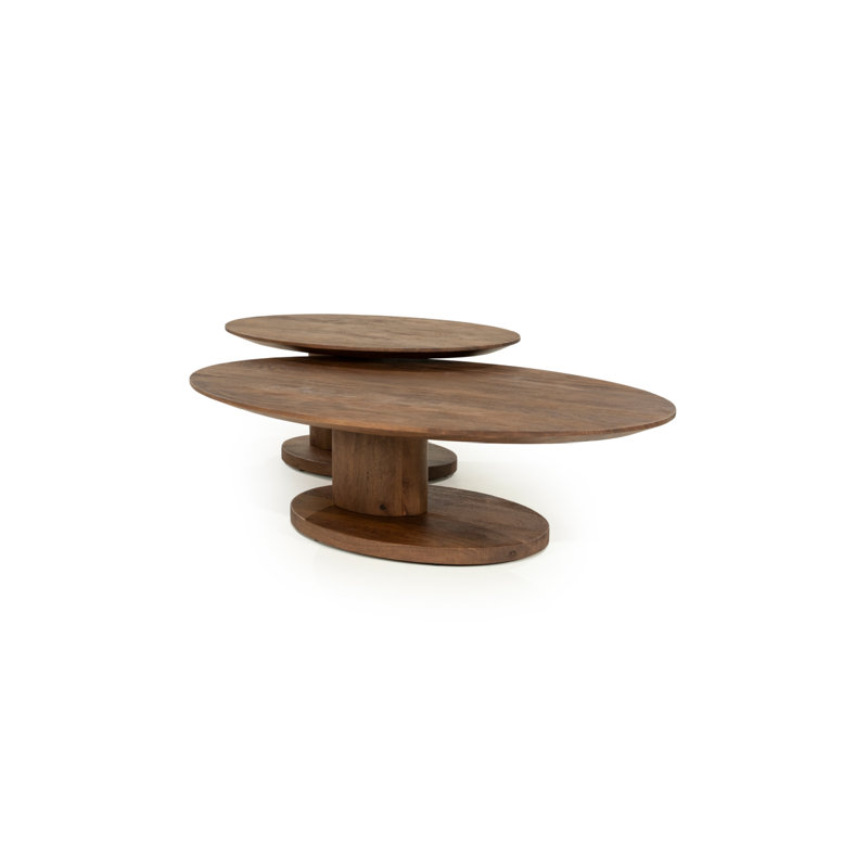 Novia Solid Wood Coffee Table, Light Brown, 14" H x 35" L x 24" W