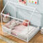 Lit double pleine grandeur en métal avec clôture et porte, blanc-679142762-679142763