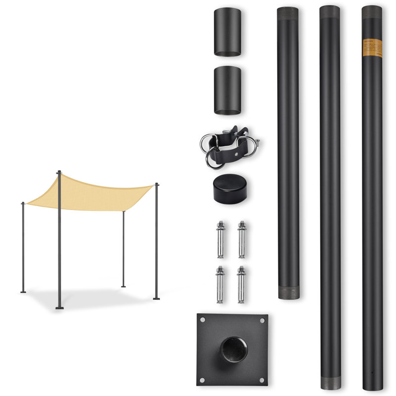 10 Ft Shade Sail Pole Post with Bracket Clamp