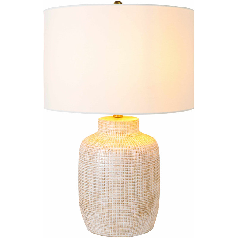 Lampe de table Kael, Beige, Blanc