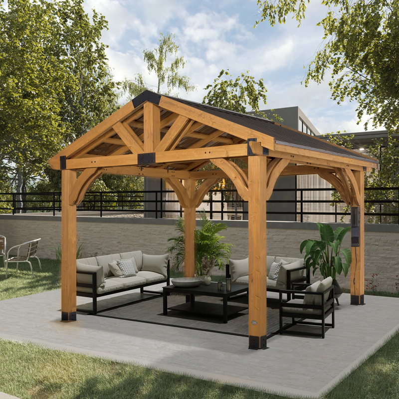 Pavillon de jardin permanent en métal L 10 pi. D Pavillon de jardin en bois massif