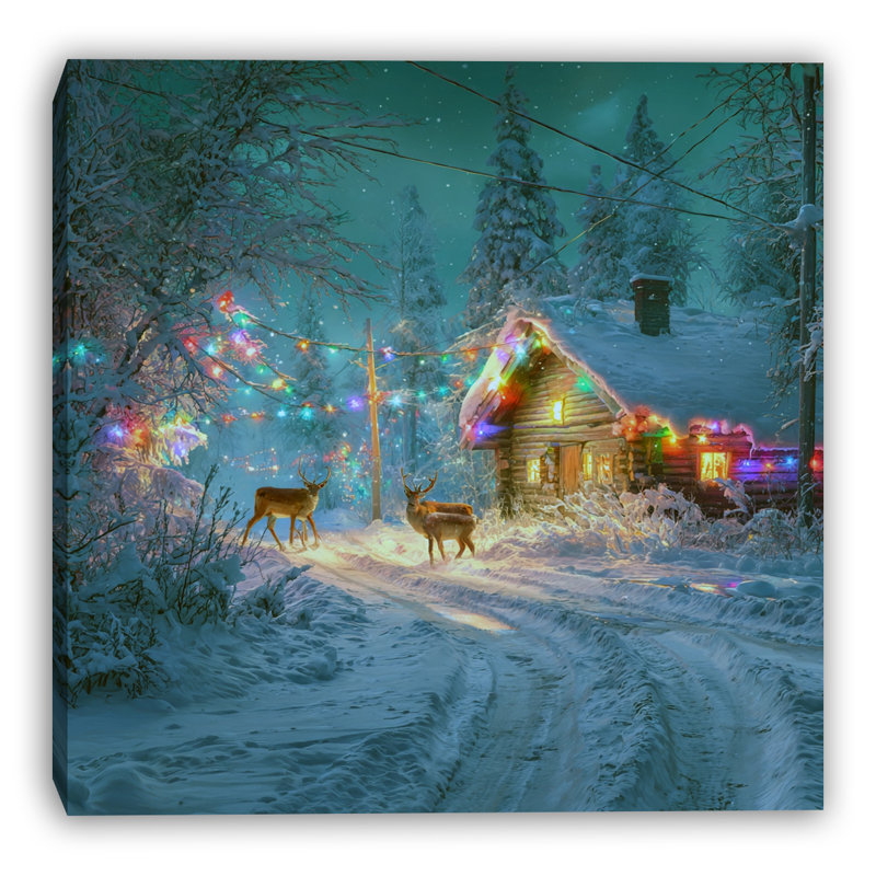 «Quiet Christmas Snow Path», art mural sur toile tendue, 12 po x 12 po