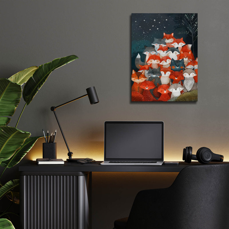  «Pile Of - Foxes» par Doron David, art mural en verre acrylique, 12 po x 16 po