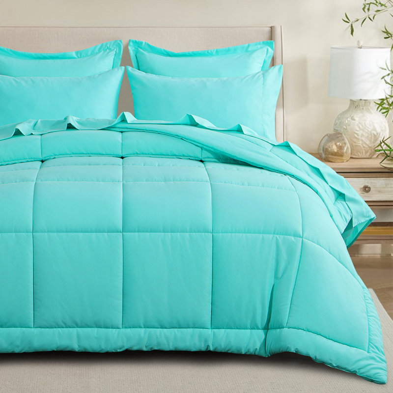 Ensemble d'édredon en microfibre 5/7-pièces , Gris foncé / Gris pâle, Édredon double et 6 pièces supplémentaires