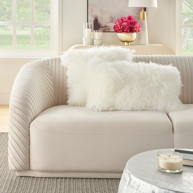 Mina Victory Couture Fur Tibetan Lamb Pillow