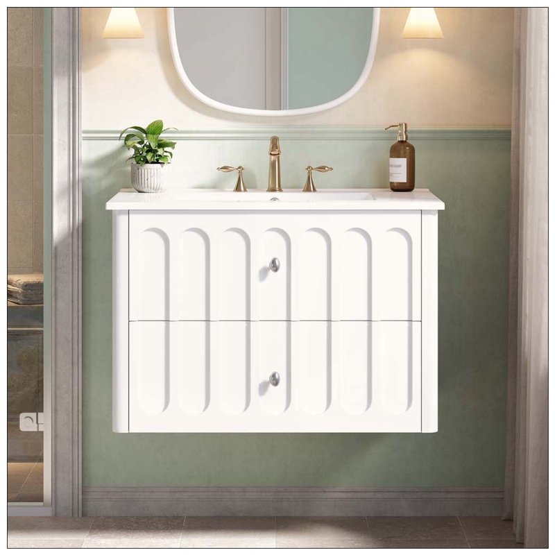 Meuble-lavabo flottant moderne 30 po, White
