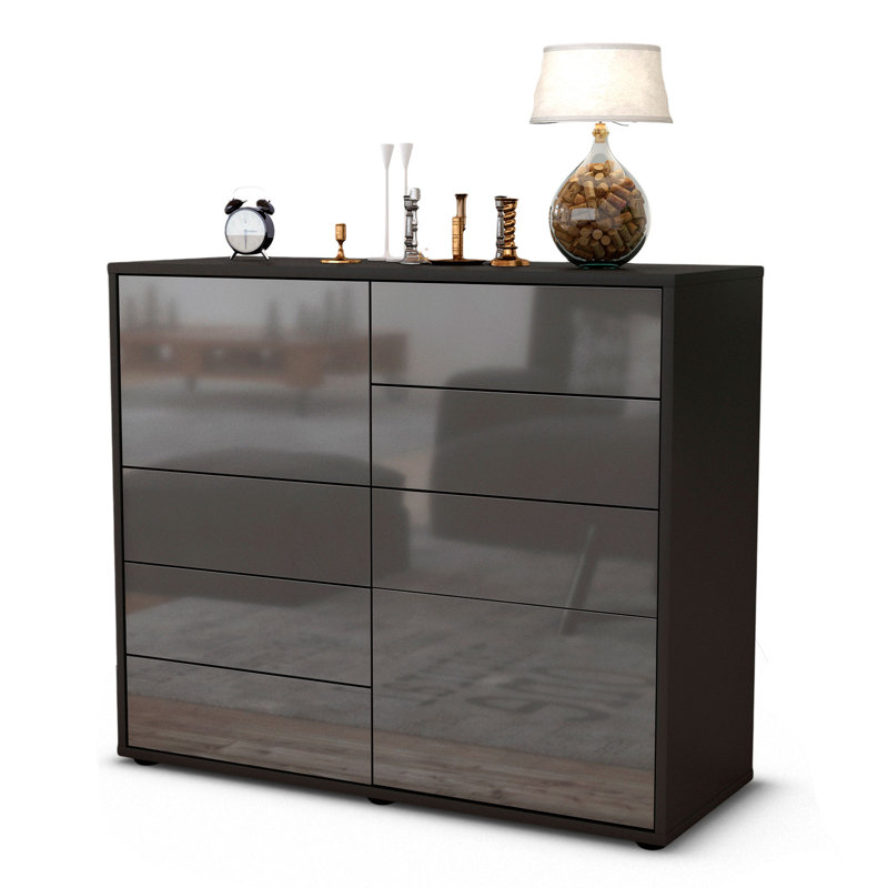 Reaon 92 cm W Sideboard, Anthracite/High-gloss grey