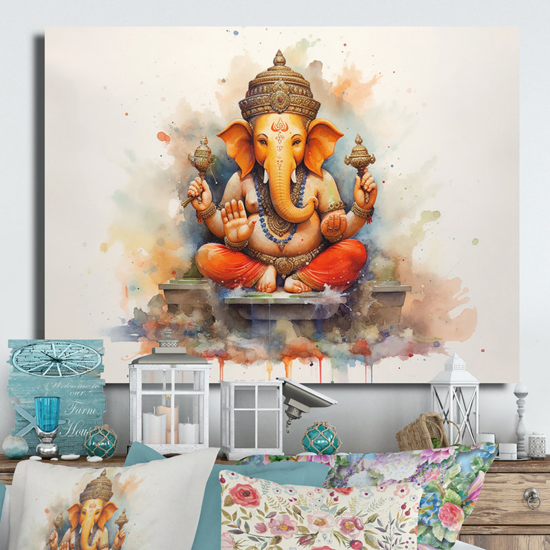 Éléphant vibrant en forme d'éléphant II - décoration murale en métal Hinduisim, H 16 po x l 32 po x P 1 po